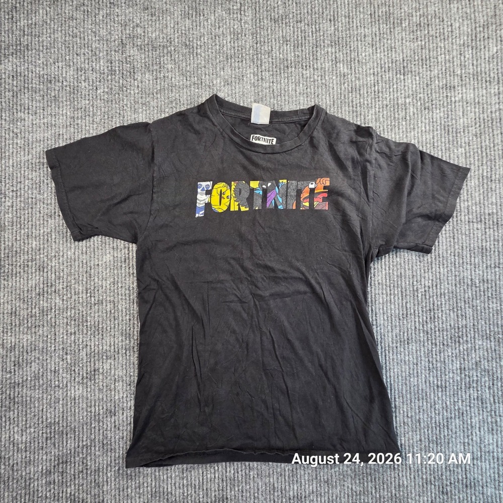 Fortnite Graphic T-Shirt Black Port & Company Logo Characters Small 2020 Epic